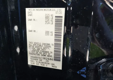 2020 Nissan Maxima Sr Xtronic Cvt из США, поврежденный, VIN 1N4AA6EV3LC382686